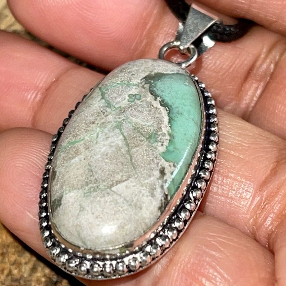 Teal Green Variscite- Utahlite Pendant 1 7/8” - Picture 2 of 16